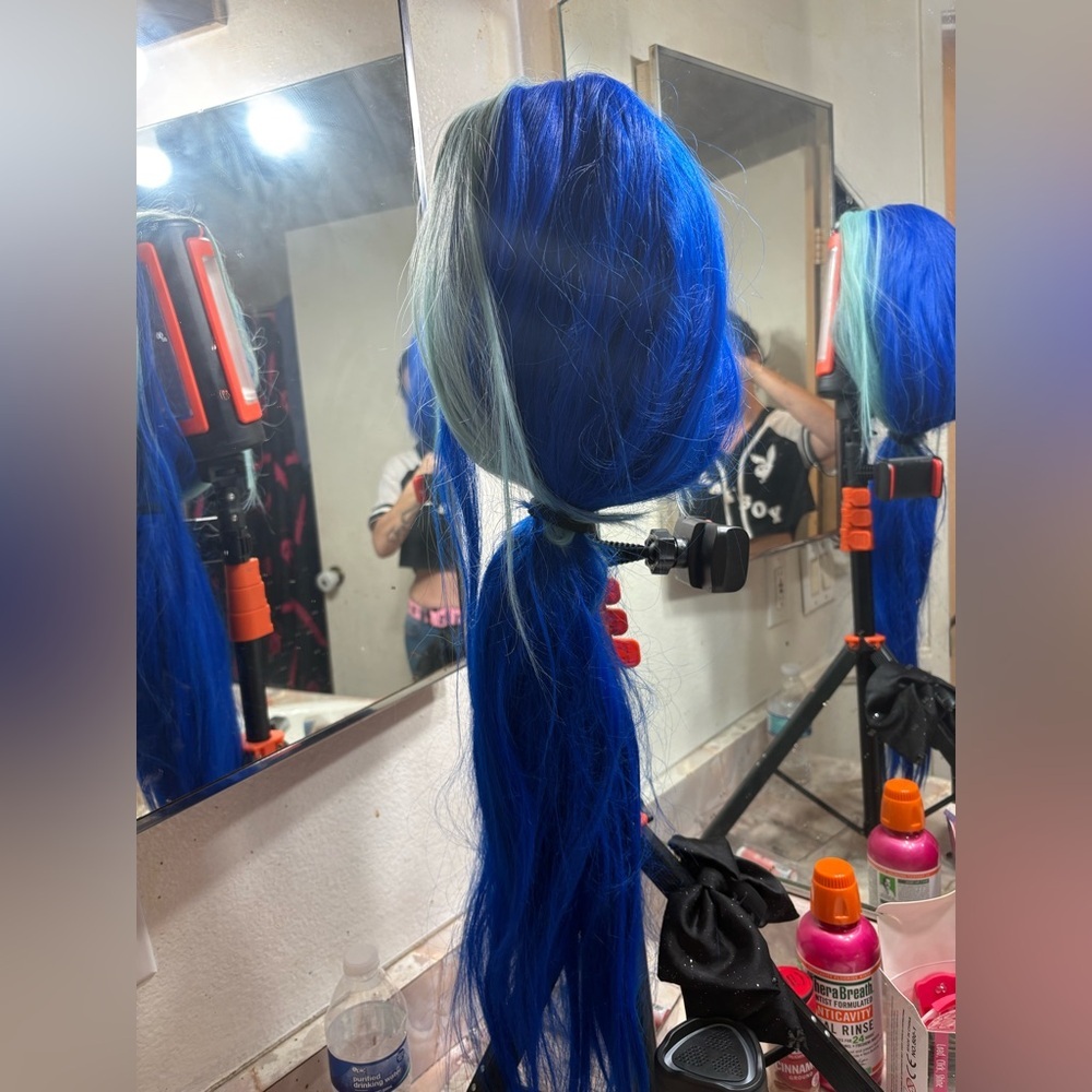 Blue and Light Blue Women's Hair Wig - Picture 6 of 6